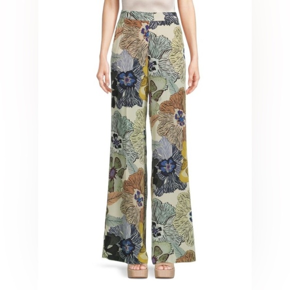 ETRO Silk Floral Wide-Leg Pants Made in Italy - Picture 9 of 9